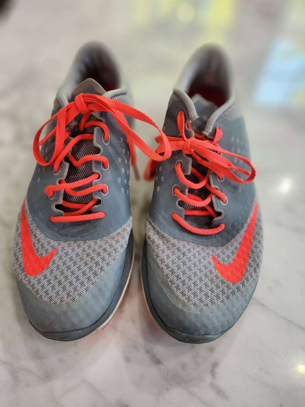 Nike Gray and Coral Athletic Sneakers, BARELY WORN, GOOD CONDITION.